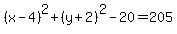 (x-4)^2+(y+2)^2-20=205