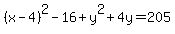 (x-4)^2-16+y^2+4y=205