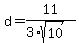 +d+=+11%2F%28+3%2Asqrt%2810%29+%29+