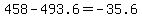 458-493.6=-35.6%7D%7D%0D%0A%7B%7B%7B478-493.6=-15.6