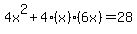 4x^2+4(x)(6x)=28