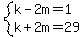 system%28k-2m+=+1%2Ck%2B2m=29%29